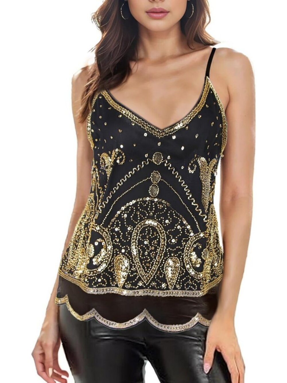 Gatsby-Inspired Sparkle Beaded Sequin Tank Top | 1920s Strappy Camisole